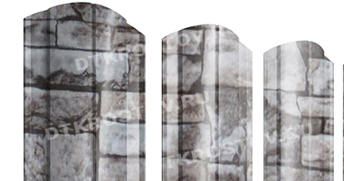 Фото евроштакетника для забора круглый фигурный Print-Double Elite 0.45 Fine Stone со склада в Ростове-на-Дону