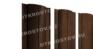 Фото евроштакетника для забора круглый Print Elite 0.45 Chestnut  Wood со склада в Ростове-на-Дону