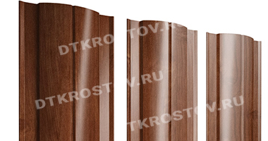 Фото евроштакетника для забора круглый Print Premium 0.45 Golden Wood со склада в Ростове-на-Дону