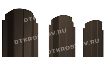 Фото евроштакетника для забора П-образный фигурный двусторонний 0.45  темно-коричневый со склада в Ростове-на-Дону