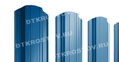 Фото евроштакетника для забора прямоугольный фигурный двусторонний 0.45 сигнальный синий со склада в Ростове-на-Дону