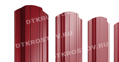 Фото евроштакетника для забора прямоугольный фигурный Drap 0.45 рубиново-красный со склада в Ростове-на-Дону