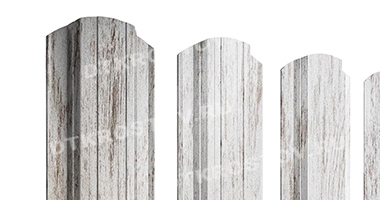 Фото евроштакетника для забора прямоугольный фигурный Print-Double Elite 0.45 Snow Wood со склада в Ростове-на-Дону