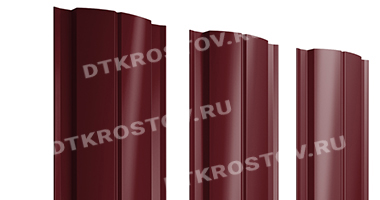 Фото евроштакетника для забора полукруглый Slim Drap TwinColor 0.45 красное вино со склада в Ростове-на-Дону