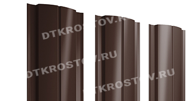Фото евроштакетника для забора полукруглый Slim Drap TwinColor 0.45 шоколадно-коричневый со склада в Ростове-на-Дону
