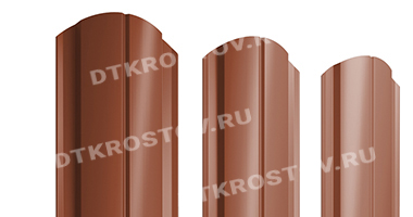 Фото евроштакетника для забора полукруглый Slim фигурный Drap 0.45 медно-коричневый со склада в Ростове-на-Дону
