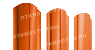 Фото евроштакетника для забора полукруглый Slim фигурный Drap TwinColor 0.45 чистый оранжевый со склада в Ростове-на-Дону