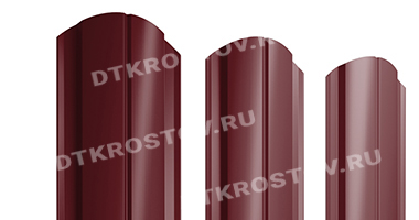 Фото евроштакетника для забора полукруглый Slim фигурный Drap TwinColor 0.45 красное вино со склада в Ростове-на-Дону