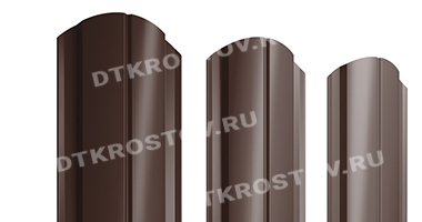 Фото евроштакетника для забора полукруглый Slim фигурный Drap TwinColor 0.45 шоколадно-коричневый со склада в Ростове-на-Дону
