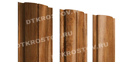 Фото евроштакетника для забора полукруглый Slim Print Premium 0.45 Golden Wood со склада в Ростове-на-Дону