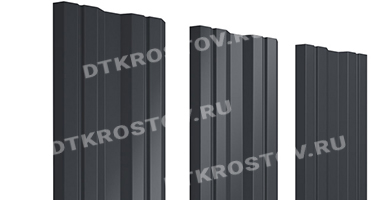 Фото евроштакетника для забора Twin фигурный PurPro Matt 0.5 графитовый серый со склада в Ростове-на-Дону