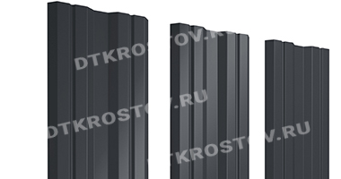 Фото евроштакетника для забора Twin фигурный Rooftop Matte 0.5 графитовый серый со склада в Ростове-на-Дону