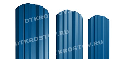Фото евроштакетника для забора Twin фигурный двусторонний 0.45 сигнальный синий со склада в Ростове-на-Дону