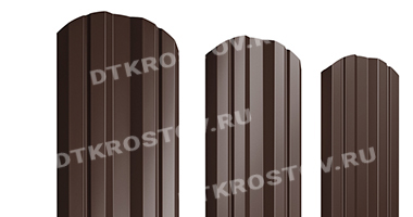 Фото евроштакетника для забора Twin фигурный двусторонний 0.45 шоколадно-коричневый со склада в Ростове-на-Дону