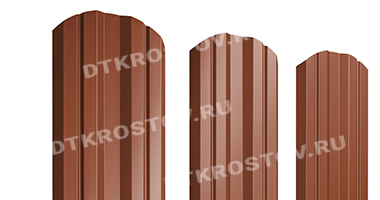 Фото евроштакетника для забора Twin фигурный Drap 0.45 медно-коричневый со склада в Ростове-на-Дону