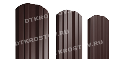 Фото евроштакетника для забора Twin фигурный GreenCoat Pural BT 0.5 шоколадно-коричневый со склада в Ростове-на-Дону