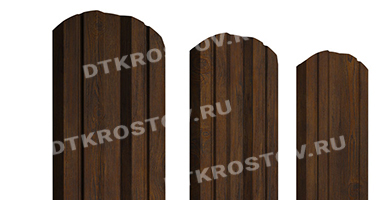 Фото евроштакетника для забора Twin фигурный Print Elite 0.45 Chestnut Wood со склада в Ростове-на-Дону