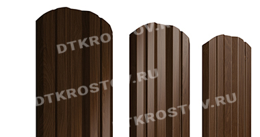 Фото евроштакетника для забора Twin фигурный Print Elite 0.45 Choco Wood со склада в Ростове-на-Дону