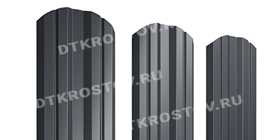 Фото евроштакетника для забора Twin фигурный Satin 0.5 графитовый серый со склада в Ростове-на-Дону