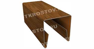 Фото планки П-образной заборной 20x20x20 толщиной 0,45 мм в покрытии rint-Double Elite Golden Wood со склада в Ростове-на-Дону