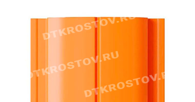 Фото евроштакетника для забора МП ELLIPSE прямой верх 0.45 двусторонний оранжевый со склада в Ростове-на-Дону