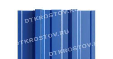 Фото евроштакетника для забора МП TRAPEZE прямой верх 0.5 с покрытием PURETAN синий со склада в Ростове-на-Дону