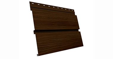 Изображение металлического сайдинга Квадро Брус 3D 0.45 Print Elite Choco Wood со склада в Ростове-на-Дону