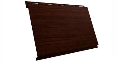 Изображение металлического сайдинга вертикаль 0,45 Print Elite Choco Wood со склада в Ростове-на-Дону